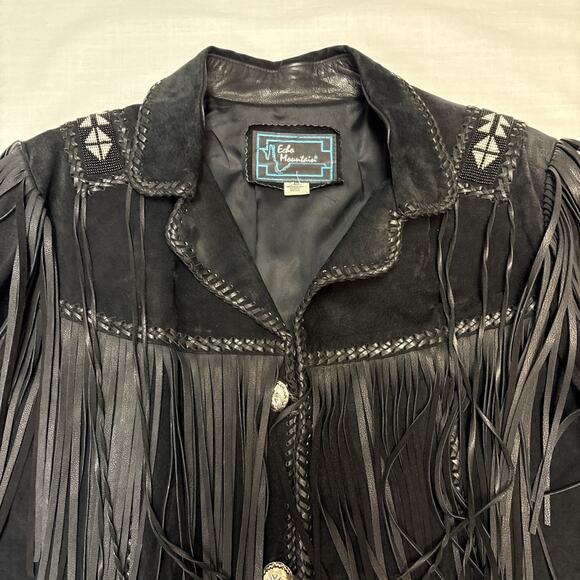 Echo Mountain Vintage Western Suede Fringe & Beaded Jacket Made in Mexico M40 - Picture 3 of 16